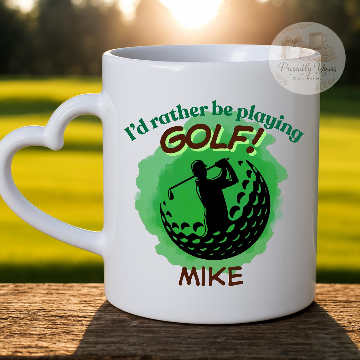 I'd Rather Be Golfing - Heart Handle Mug