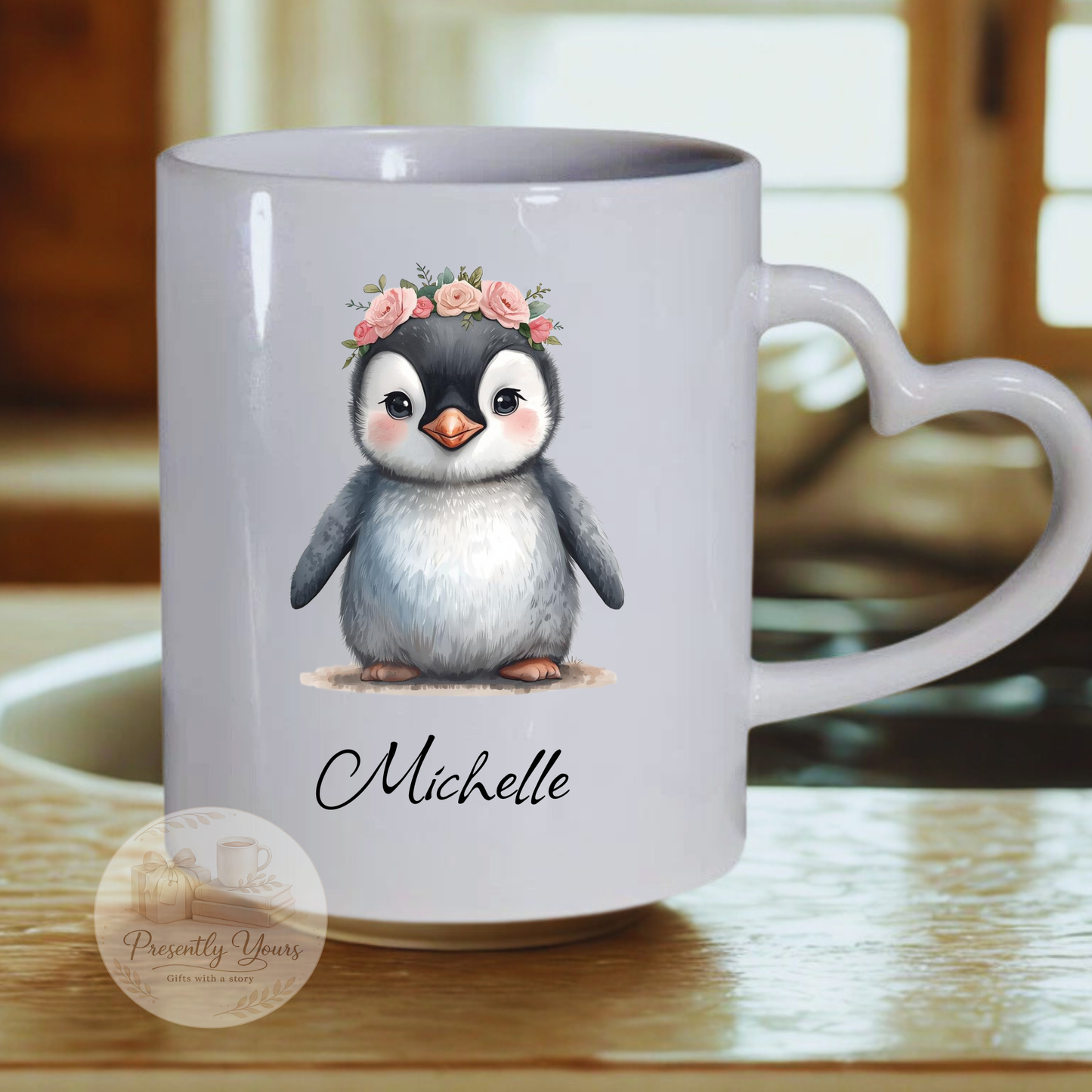 Penguin - Heart Handle Mug