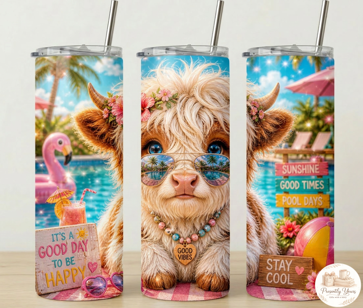 Highland Cow Tumbler - Pool Party