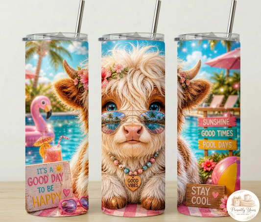 Highland Cow Tumbler - Pool Party