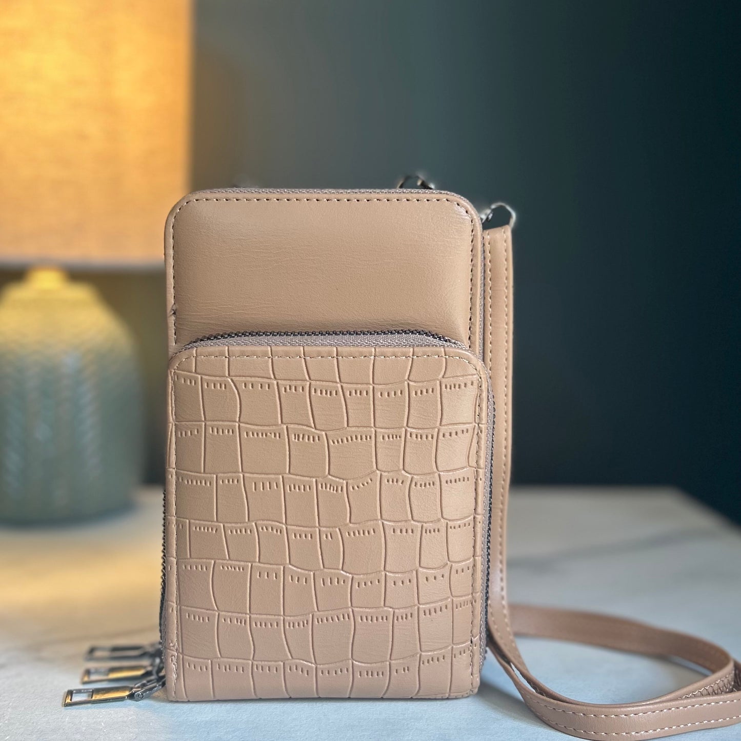 Beige Cross Body Phone Bag