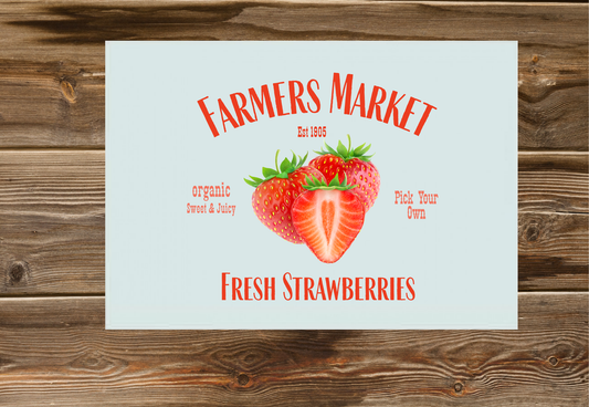 A3 Strawberry Glass Chopping Board