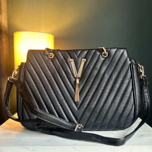 Black & Gold V Handbag