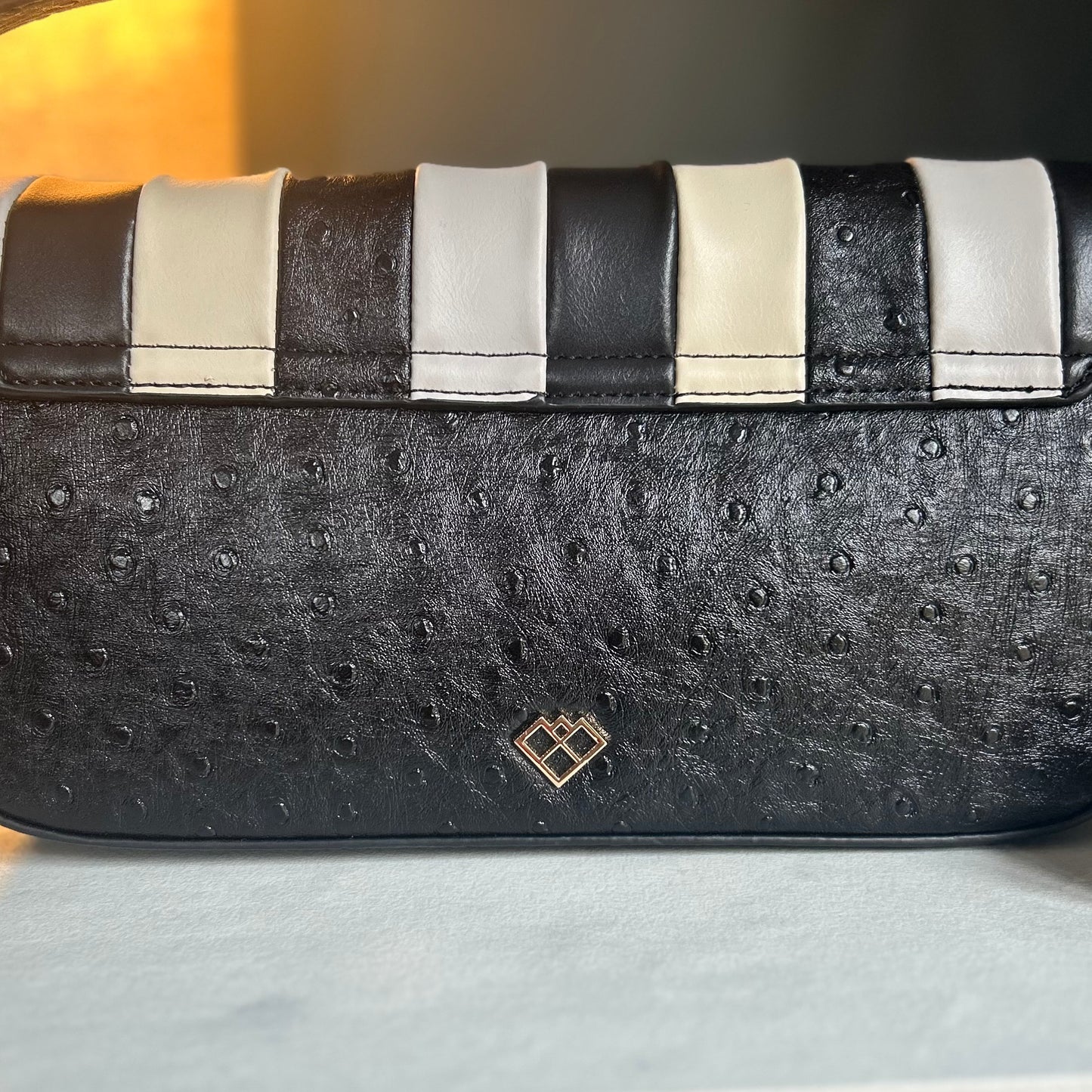 Black Vertical Stripe Handbag
