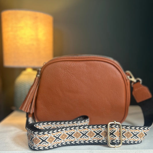 Brown Oval Cross Body Bag