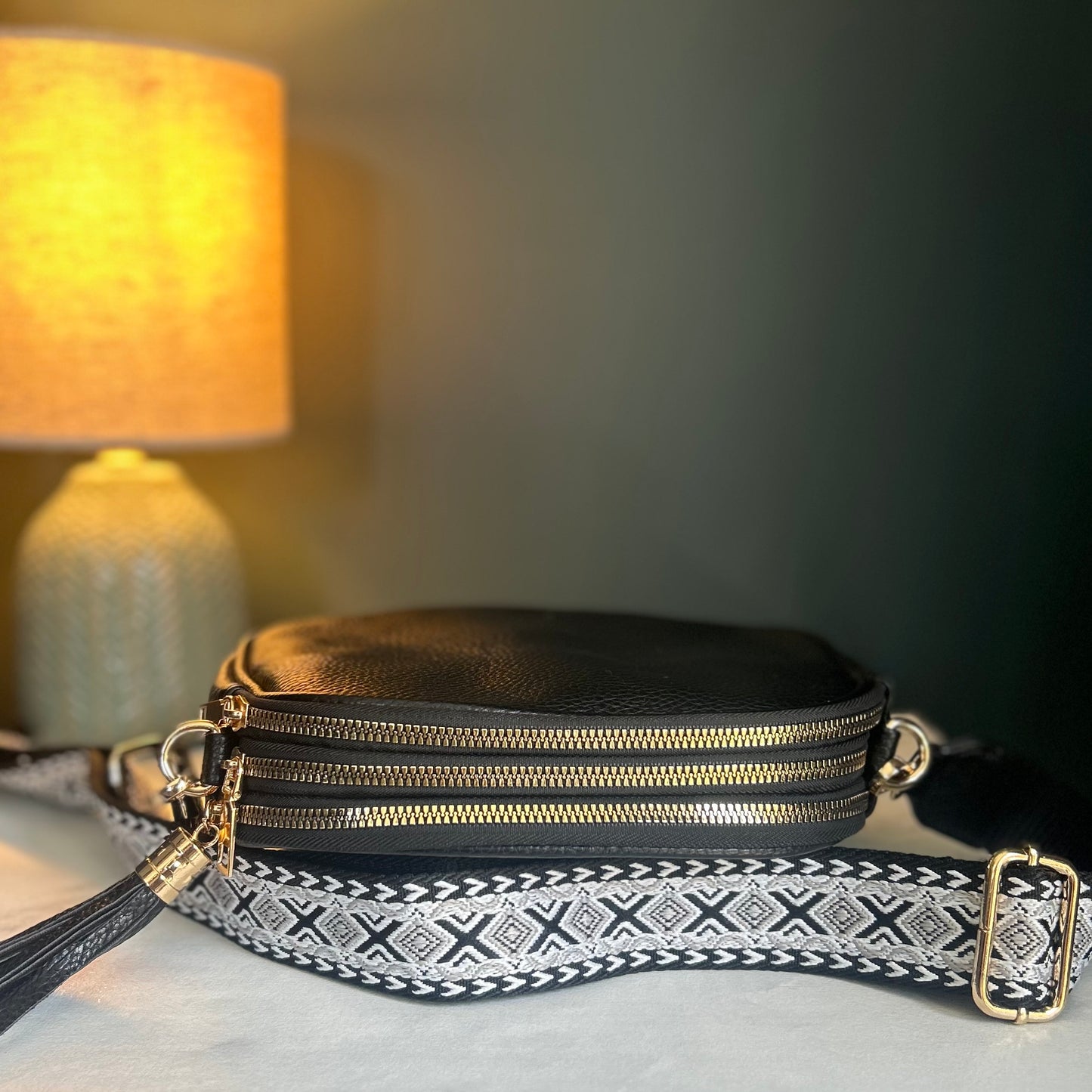 Black Oval Cross Body Bag