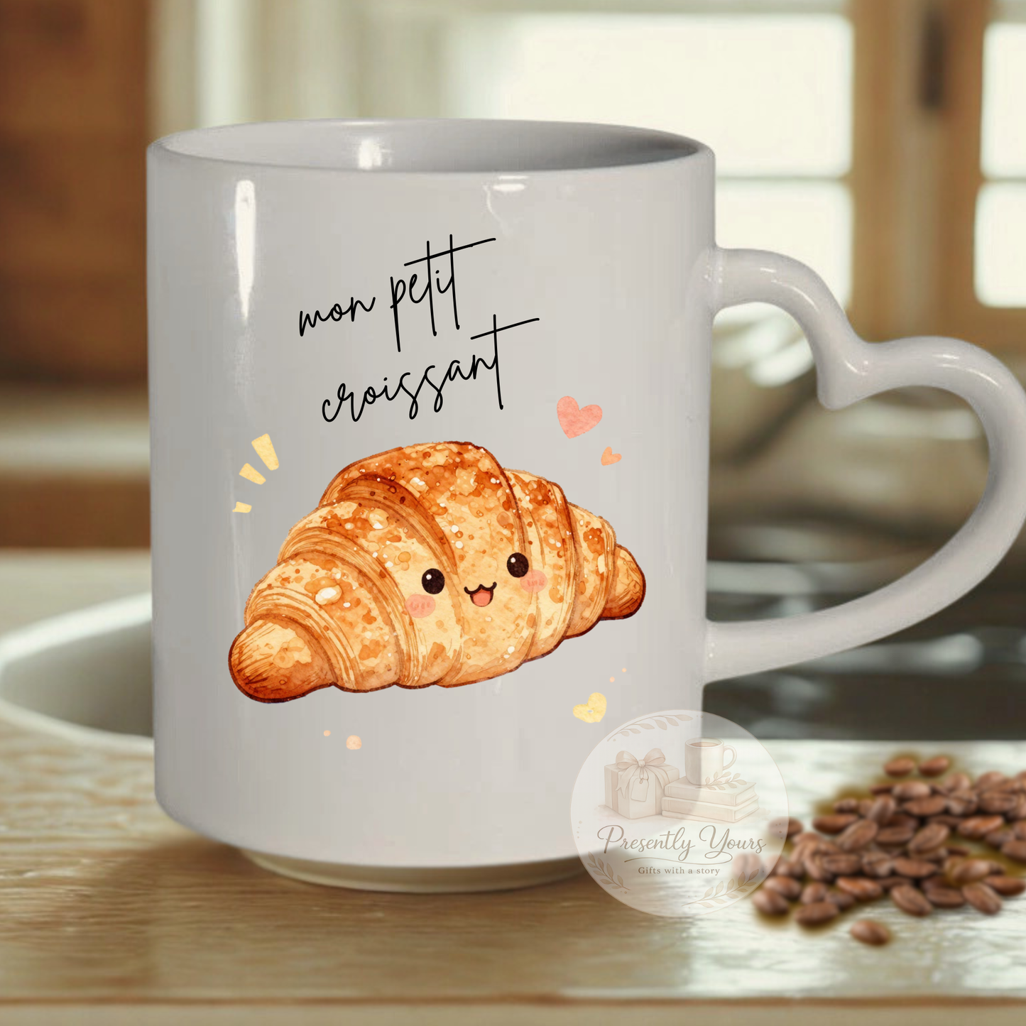 Croissant- Heart Handle Mug