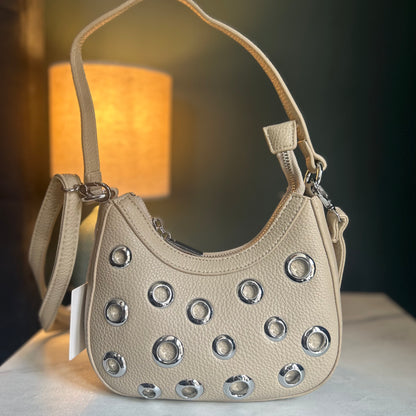 Beige Studded Handbag