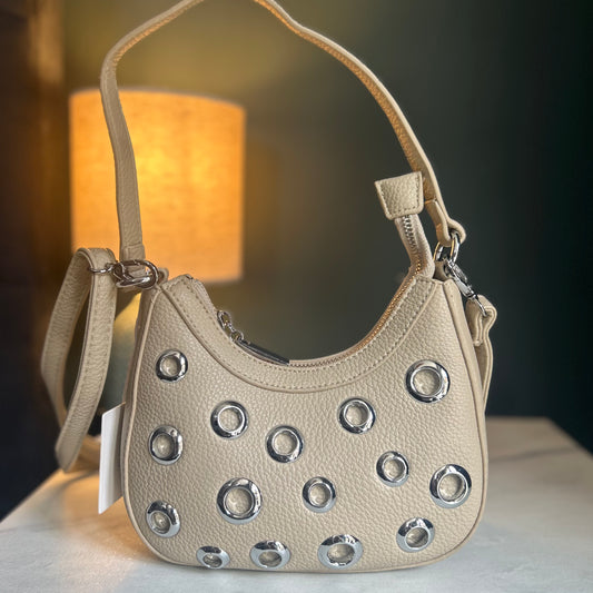 Beige Studded Handbag