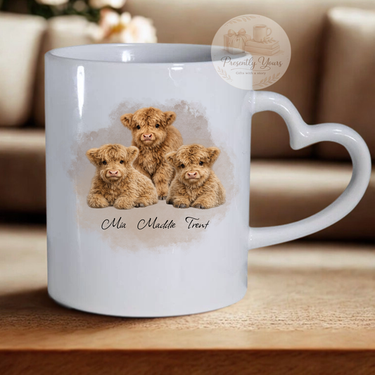 Highland Calves - Heart Handle Mug