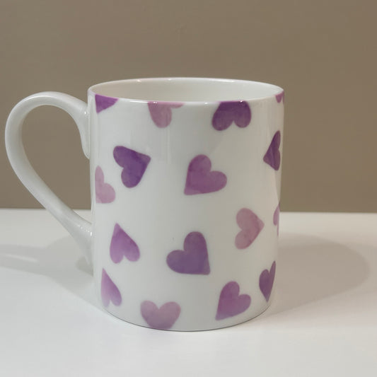Light Purple Hearts China Mug 8oz
