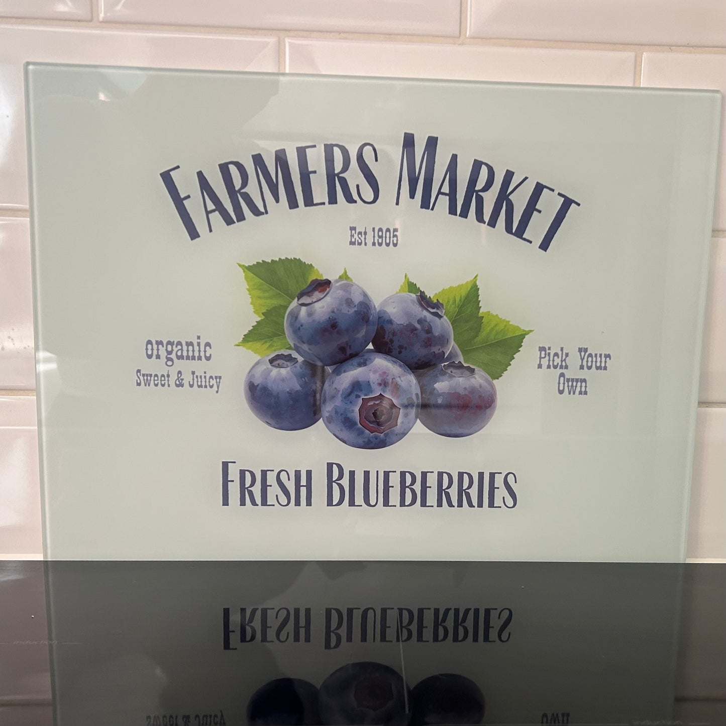 A3 Blueberry Glass Chopping Board