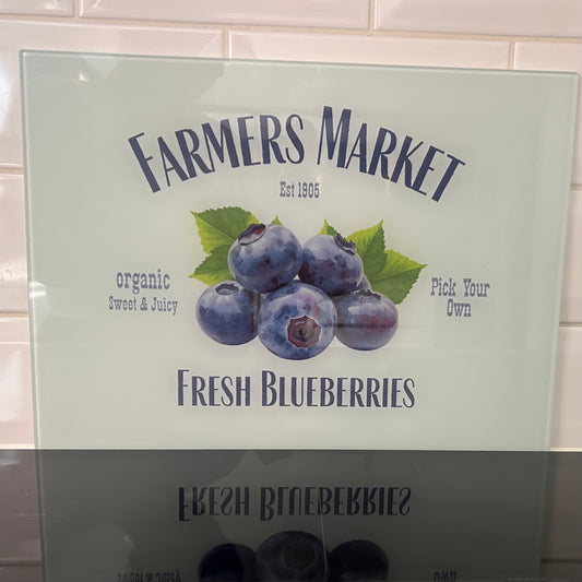A3 Blueberry Glass Chopping Board