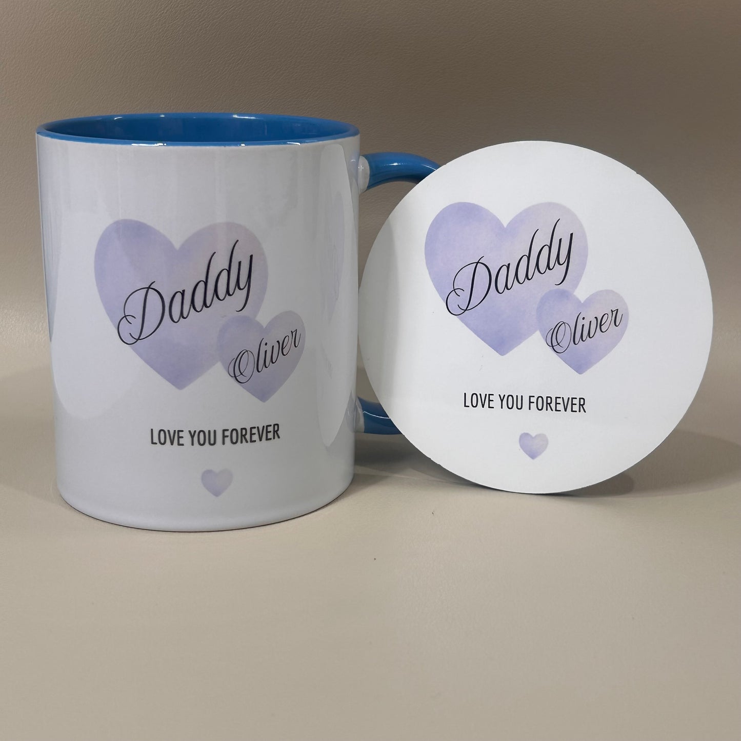 Blue Heart Daddy & Me Mug and Coaster Bundle