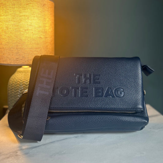 Navy Tote Style Fold Over Bag