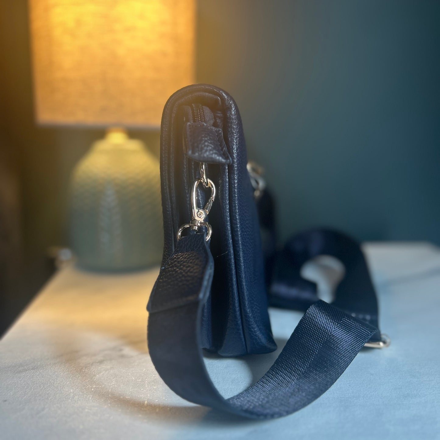 Navy Tote Style Fold Over Bag