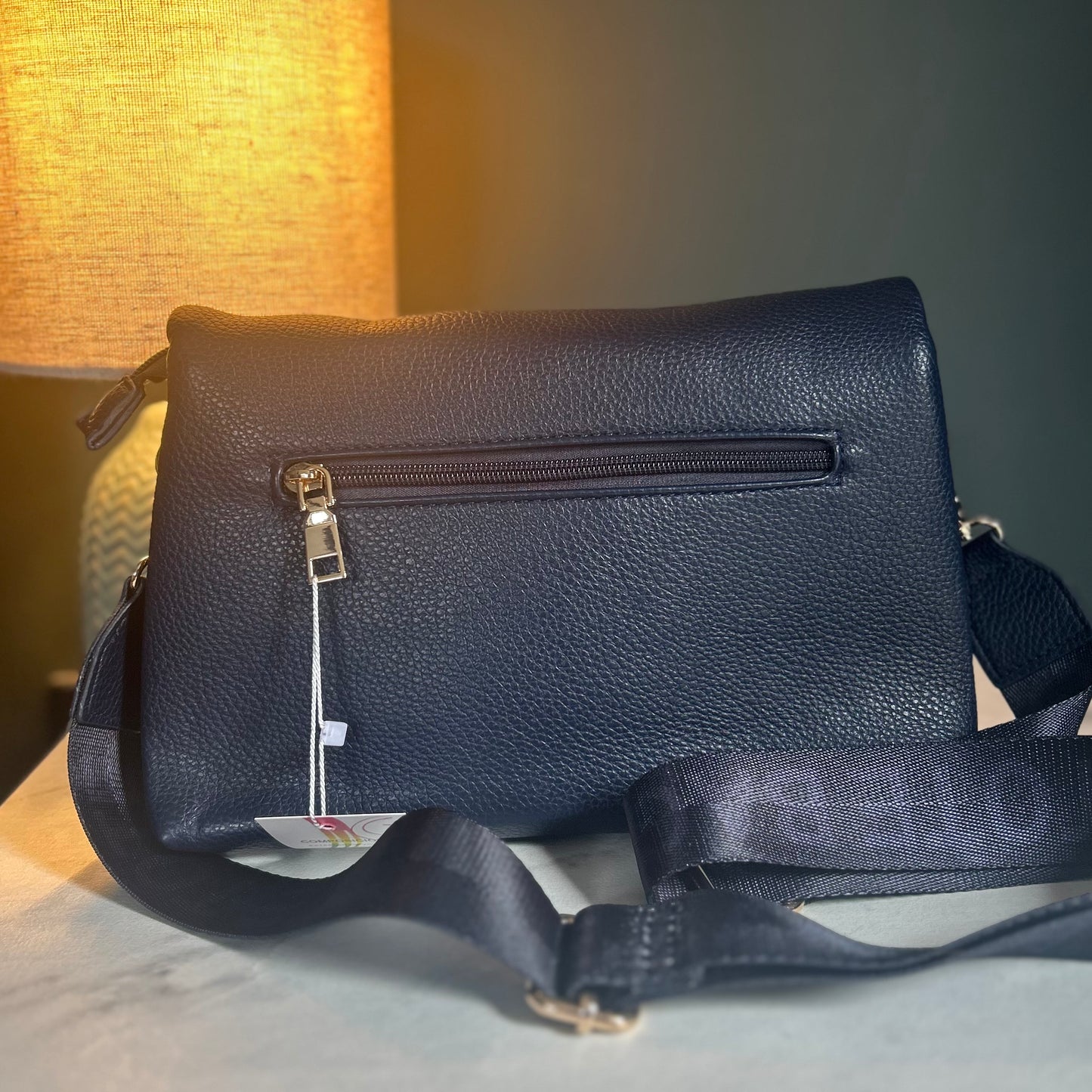 Navy Tote Style Fold Over Bag