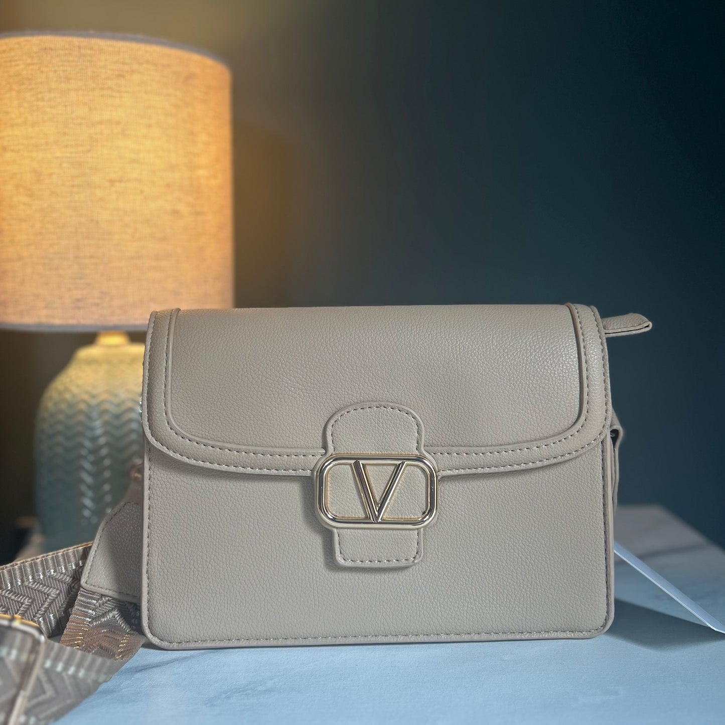 Beige V Handbag