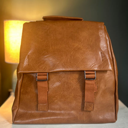 Brown PU Leather Backpack