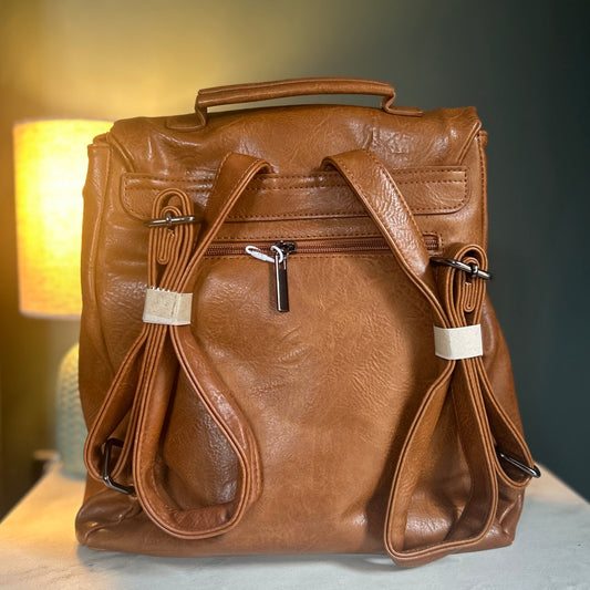 Brown PU Leather Backpack
