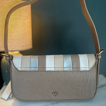 Beige Vertical Stripe Handbag