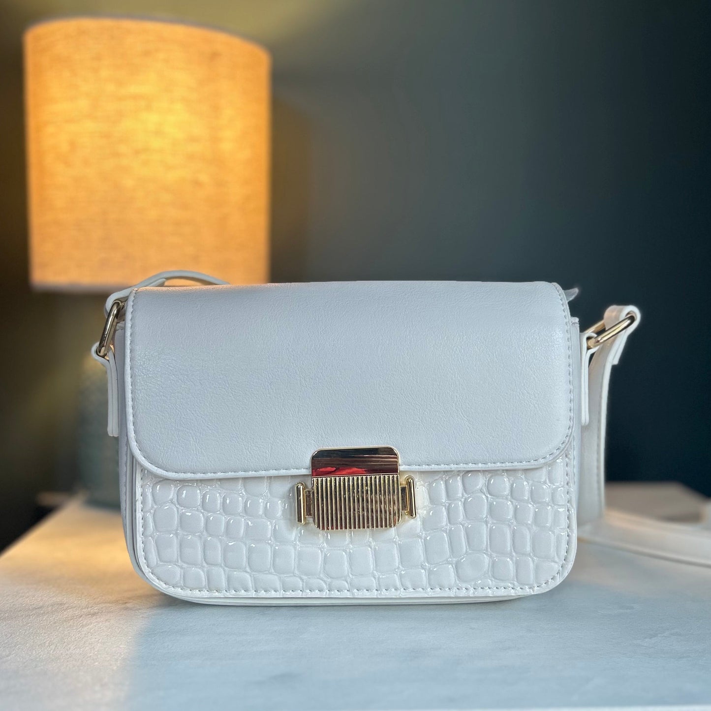 White Croc Handbag