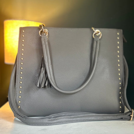 Large Grey Studded Bag