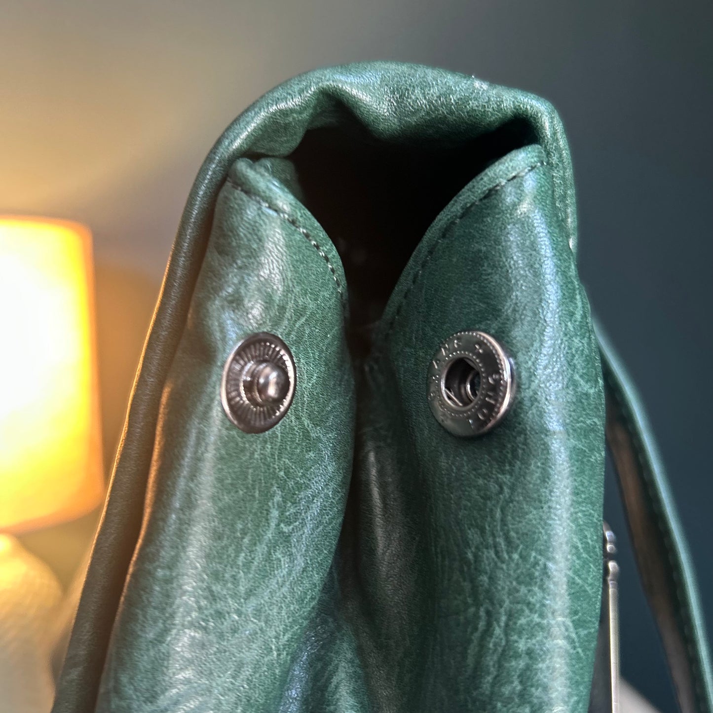 Green PU Leather Backpack