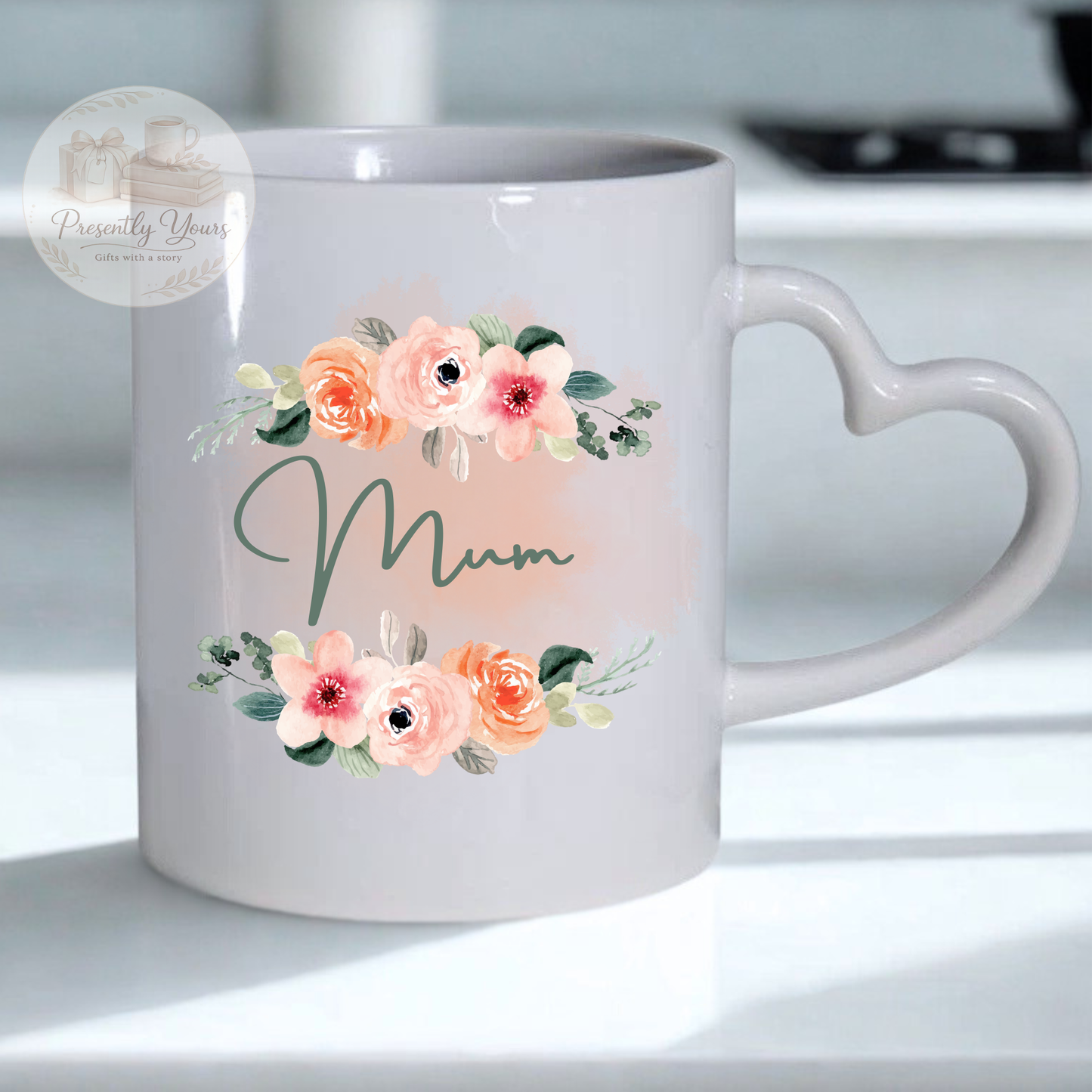 Floral Mum - Heart Handle Mug