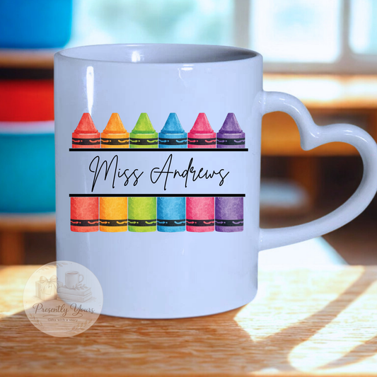Teacher Crayons - Heart Handle Mug