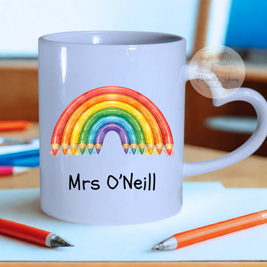 Teacher Rainbow - Heart Handle Mug