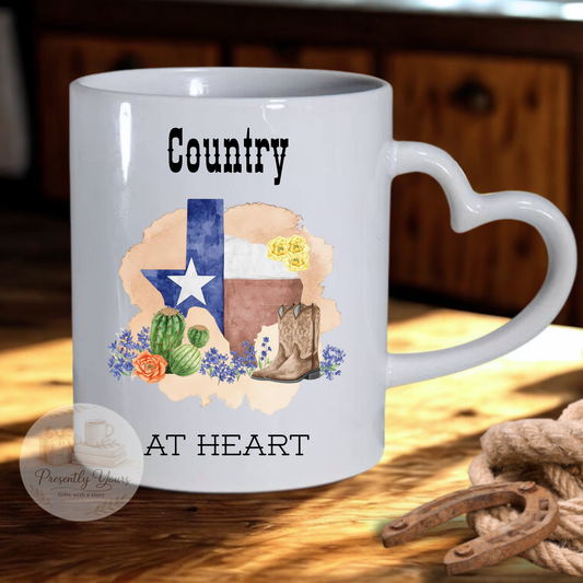 Country at Heart - Heart Handle Mug